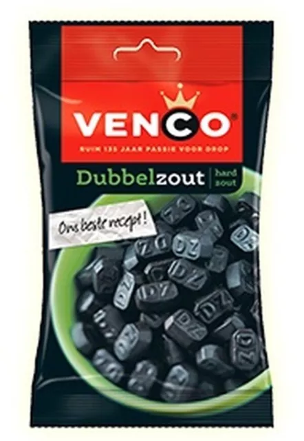 Venco Dutch Licorice Double Salt Bag 120g / Dubbelzout Hard Zout