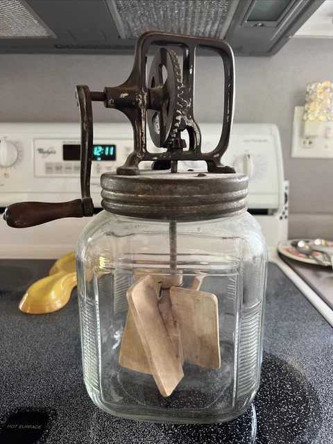 Hand Crank Butter Churn With Wooden Paddles