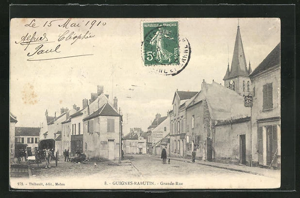 CPA Guignes-Rabutin, Grande-Rue, vue de la rue 1910
