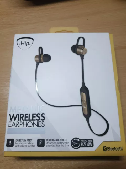 IHIP METALLIC WIRELESS BLUETOOTH EARPHONES HEADPHONES MIC VOLUME