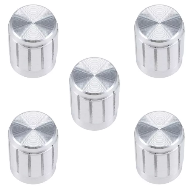 5Pcs Aluminium Alloy Potentiometer Volume Control Rotary Knob Silver Tone