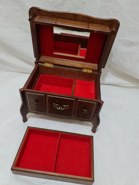 Musical Jewellery Box solid wood .made in japan with hand made painting on lid