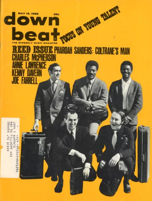 DOWN BEAT, May 16,  1968 Pharoah Sanders Reeds Music Magazine Good Condition