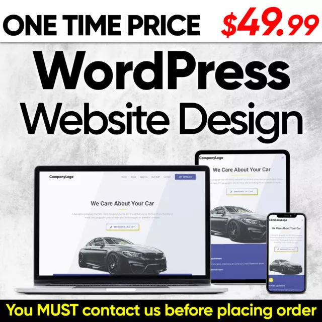 Custom Wordpress Website Web Design Mobile Responsive Professional - $49.99 only