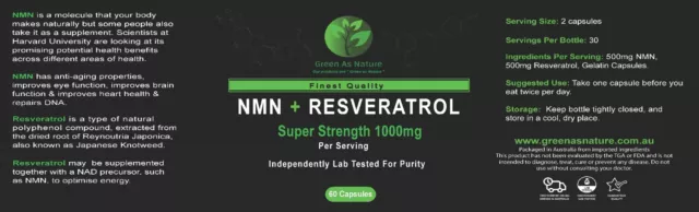Nmn 99.9% + Resveratrol 1000Mg - Double Dose - Lab Results For Authenticity 2