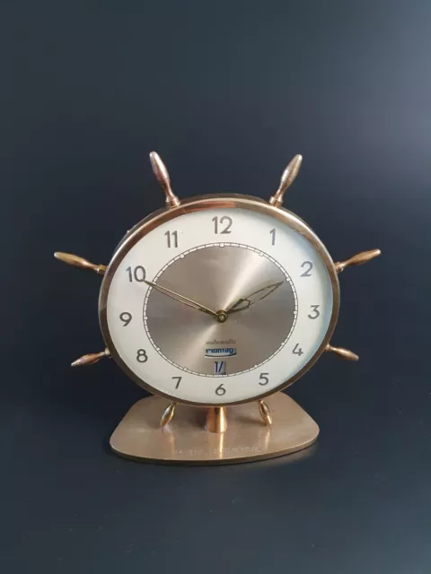 automatic Tischuhr ewiger Kalender 50er maritim Art Deco Vintage Retro Steuerrad