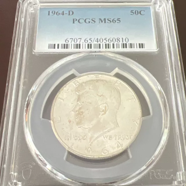 1964 D Kennedy Silver Half Dollar PCGS MS65 Lot#367