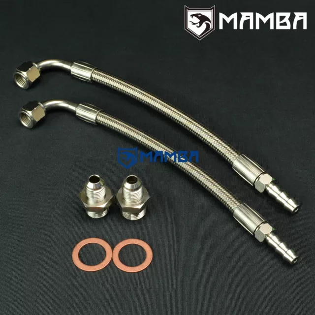 Universal DIY Turbo Water Line Kit 100cm 90Deg-3/8"Barb Garrett GT4088R GT4094R