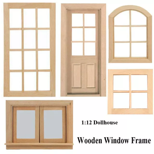 Doll Accessories Doll House Window Glass Plate Doll Furniture Wooden Frame