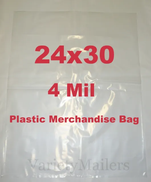 25 Extra Large 24''x 30'' / STRONG 4 Mil Plastic Merchandise / Storage Bags