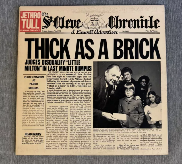 Jethro Tull Thick as a Brick 1972 Vinyl LP MS 2072 VG+/VG+