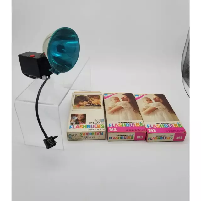 Vintage Polaroid Camera Flash Gun Model 268 with Sylvania M3 Bulbs retro