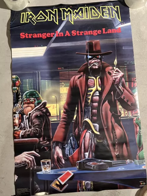 Vintage Iron Maiden Stranger In A Strange Land Poster 1986 Derek Riggs 22x36 Org