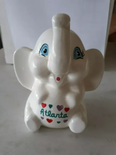 cute ceramic white baby elephant coin bank with stopper Atlanta