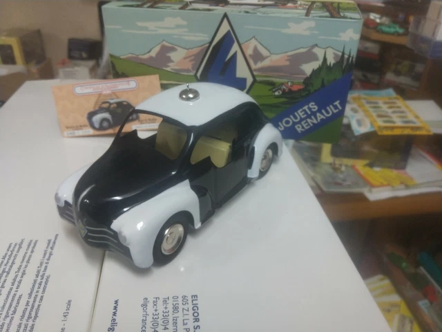 CIJ RENAULT 4 CV TÔLE BON ÉTAT Lg 18cm ANNÉES 50 AVEC SA CLÉ
