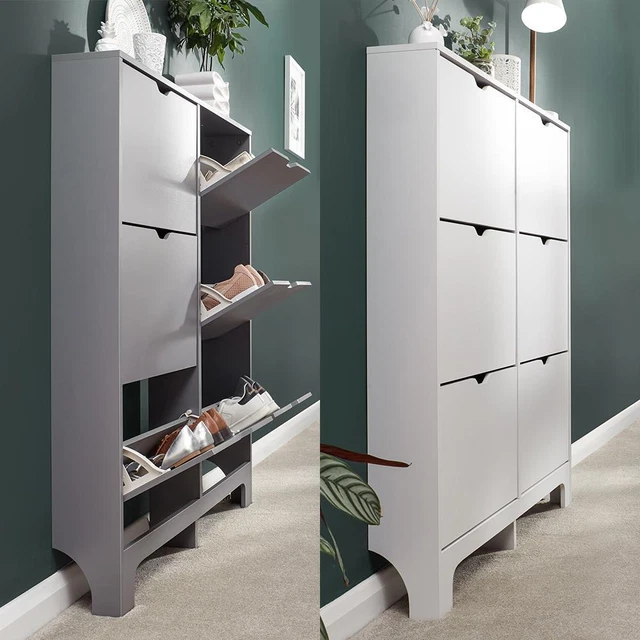 NARROW 6 DRAWER Shoe Rack Organizer Cupboard Storage Unit Grey