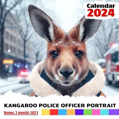 KANGAROO POLICE OFFICER Portrait Calendar 2024 Jan 2024 to Dec 2024