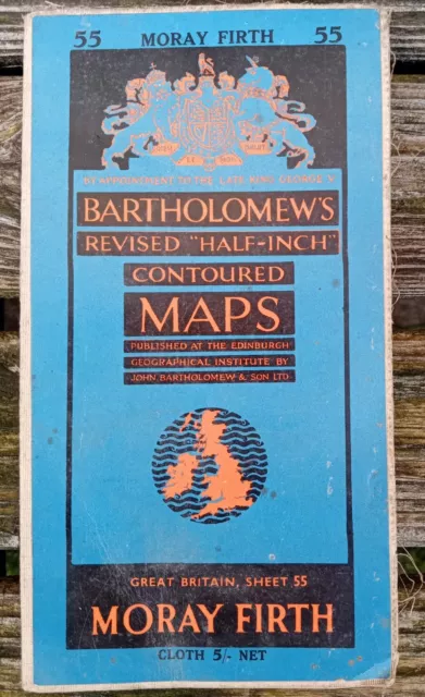 Bartholomew's Revised Half-Inch Contoured Map 55 Moray Firth 1955 Cloth