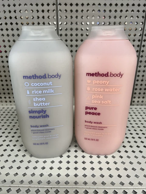 Lavado corporal METHOD Body Pure Peace & Simply Nourish derivado naturalmente (18 oz) NUEVO