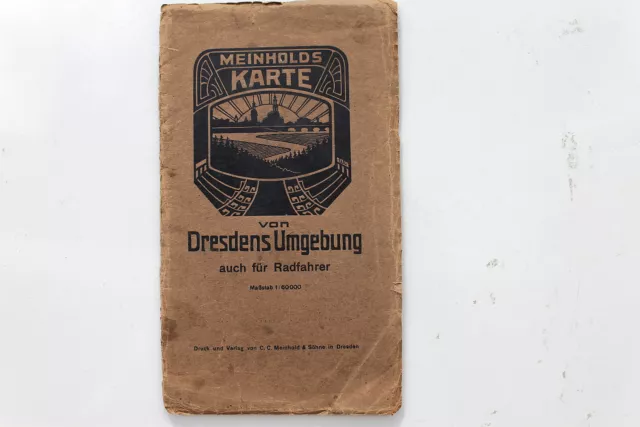 20362 Meinholds Karte Landkarte Dresden s Umgebung auch f. Radfahrer um 1920