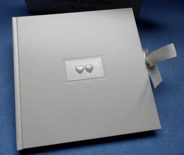Gästebuch zur Hochzeit "Two Hearts", 96 Blatt, blanko oder personalisiert