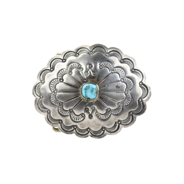 Vintage Alfred Martinez Navajo Sterling Silver & Turquoise Concho Belt Buckle
