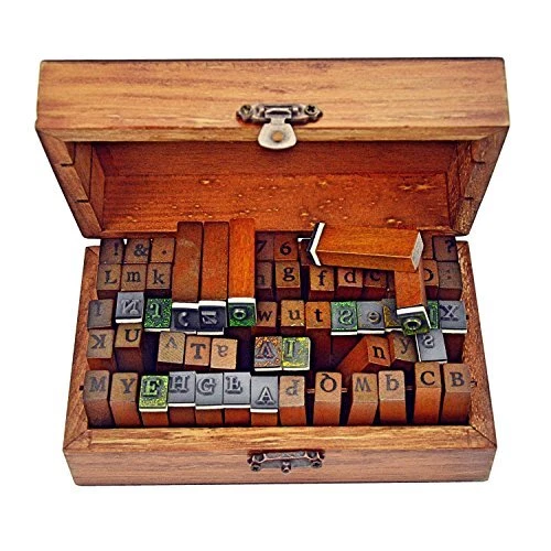 70pcs Alphabet Stamps Vintage Wooden Rubber Letter Number Set