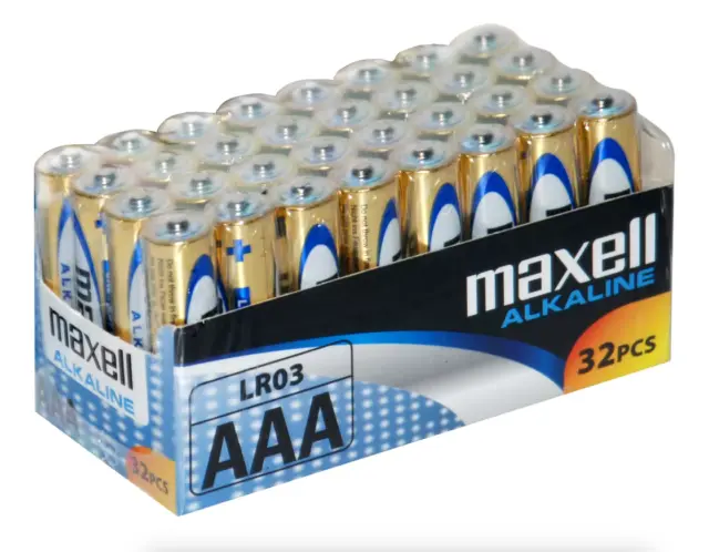 Lote 32 Pilas Maxell AAA LR03 R03 Bateria Alcalinas Alkalina Power 1.5V