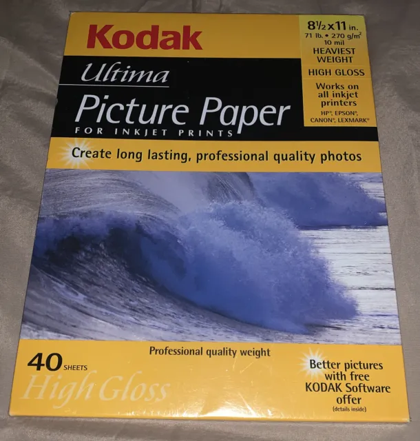 KODAK Ultima Picture Paper High Gloss, 8.5 x 11 (40 Sheets) New