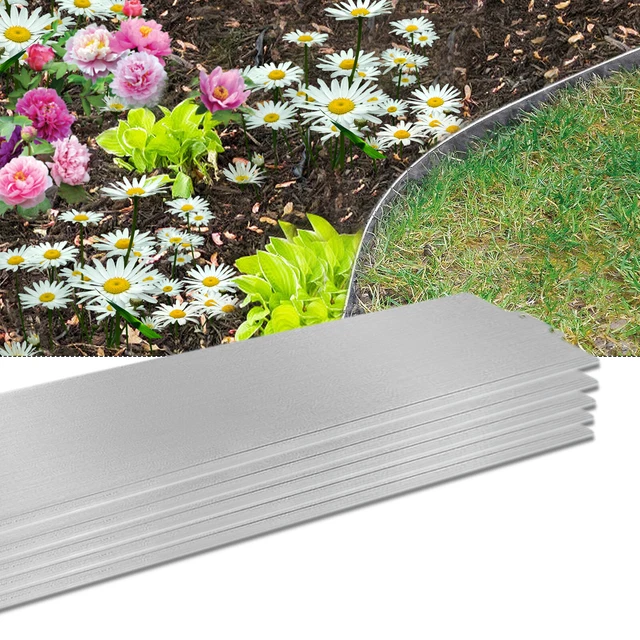 5 pcs Rasenkante Metall 18cm Hoch Beeteinfassung Beetumrandung Mähkante Verzinkt