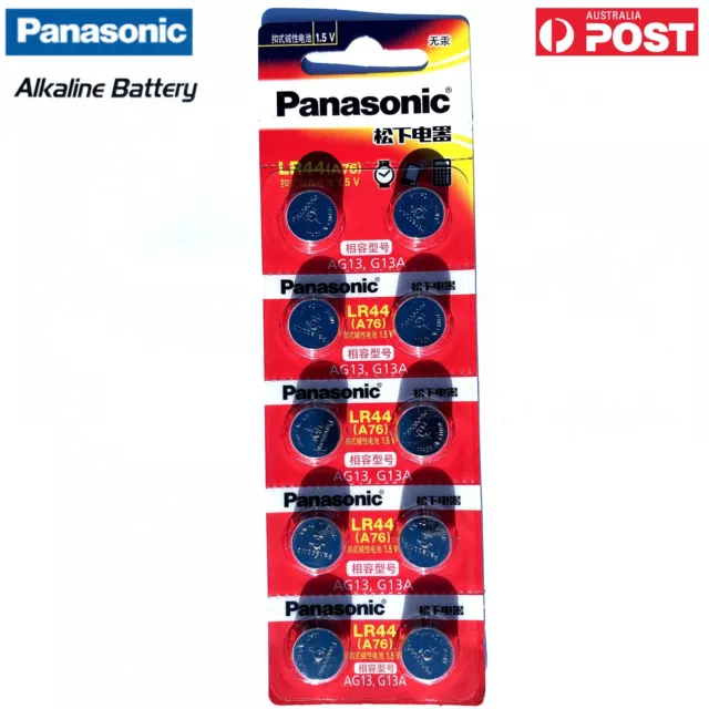 Genuine Panasonic LR44 AG13/A76 Cell Button Alkaline Battery 1.5V 2X/4X/20X-100X
