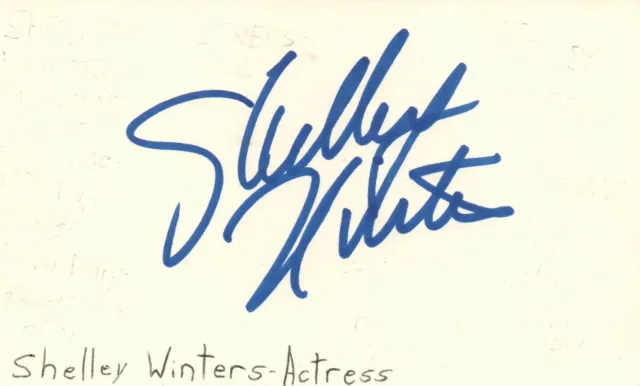 Shelley Winters Actress Movie Autographed Signed Index Card JSA COA