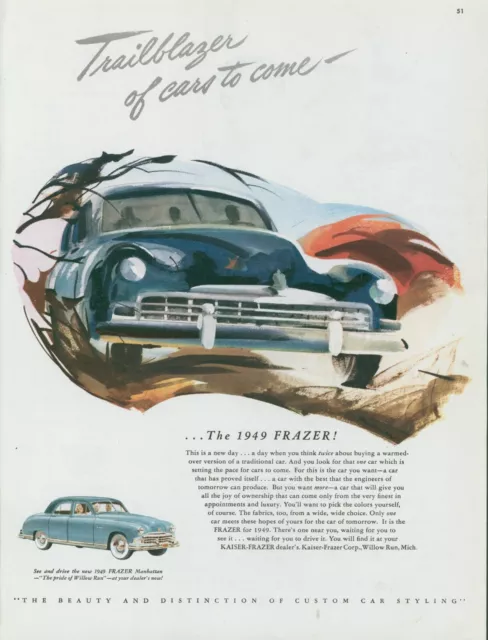 1948 1949 Frazer Manhattan Trailblazer Pride of Willow Run Vintage Print Ad C5