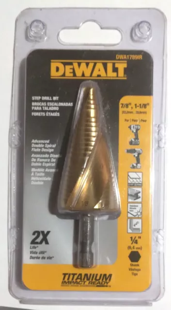 DeWalt 7/8 in 1-1/8 in IMPACT READY Titanium Nitride Coating Step Drill Bit