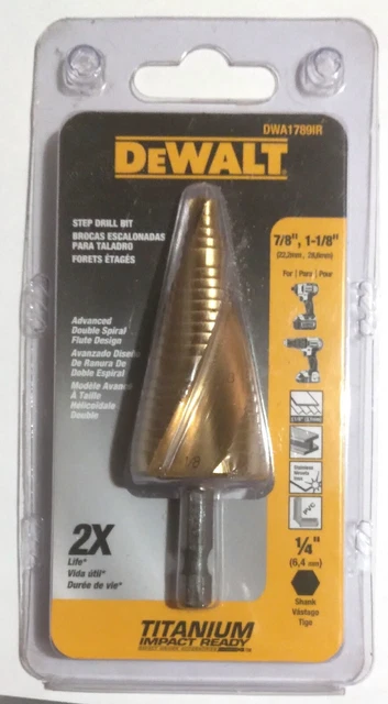DeWalt 7/8 in 1-1/8 in IMPACT READY Titanium Nitride Coating Step Drill Bit
