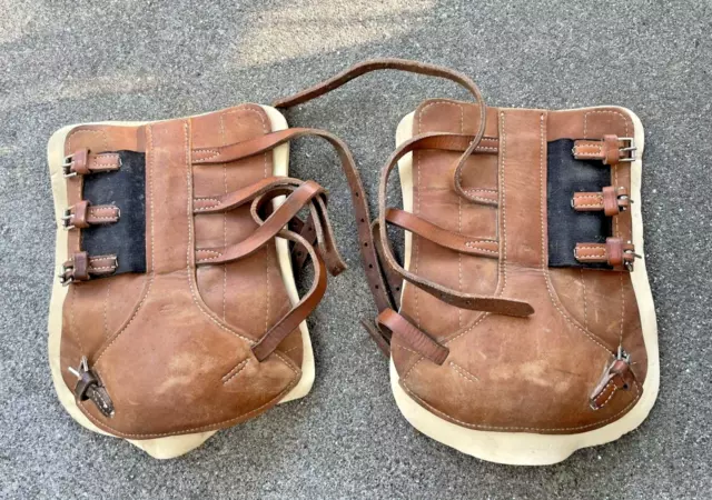 Vintage Leather Splint Boots- Horse