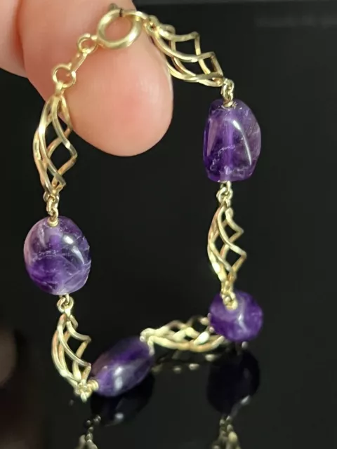 Gelb Gold Armband mit Amethyst  333er /8Kt 18,5cm zeitlos ~schön
