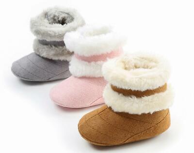 Newborn Baby Boy Girl Pram Shoes Infant Faux Fur Warm Boots Winter Snow Booties