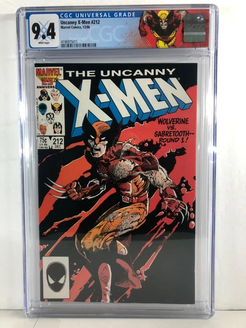 Uncanny X-Men 212 - Wolverine vs Sabretooth - Custom Label - CGC Graded 9.4
