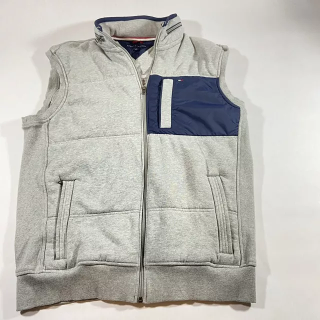 Tommy Hilfiger Men's Full Zip Vest Grey Blue XL Good