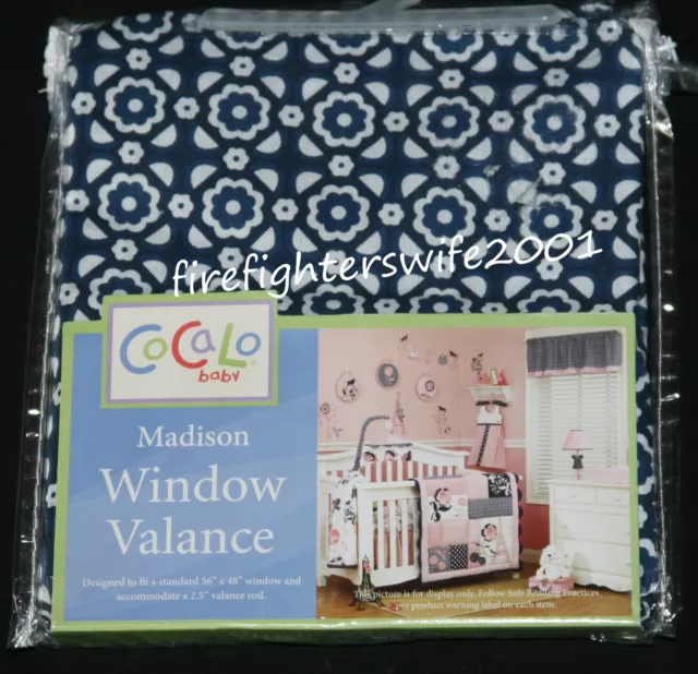 Cocalo Madison Window Valance nursery decor navy pink 53x12 nwt