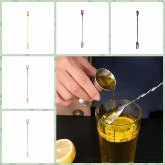 Two Ends Cocktail Stiring Spoon Long Handle Spiral Stirring Bar  Whisky