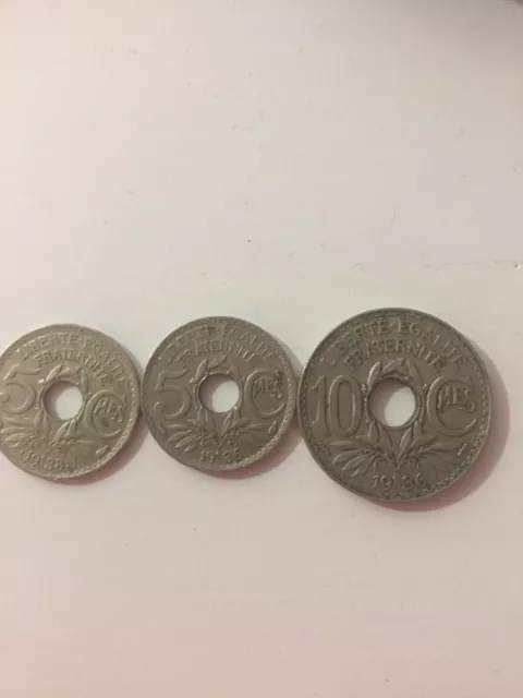 Lot de 3  Pieces EM. LINDAUER 10centime Est De 2 piece De  5 Centime Fr