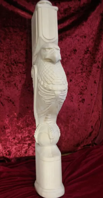 Wooden stairs Baluster, Newel, unique carved eagle statue, decorative element.