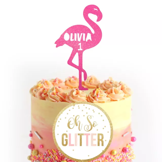 Flamingo Cake Topper Customised Personalised birthday cake custom age glitter