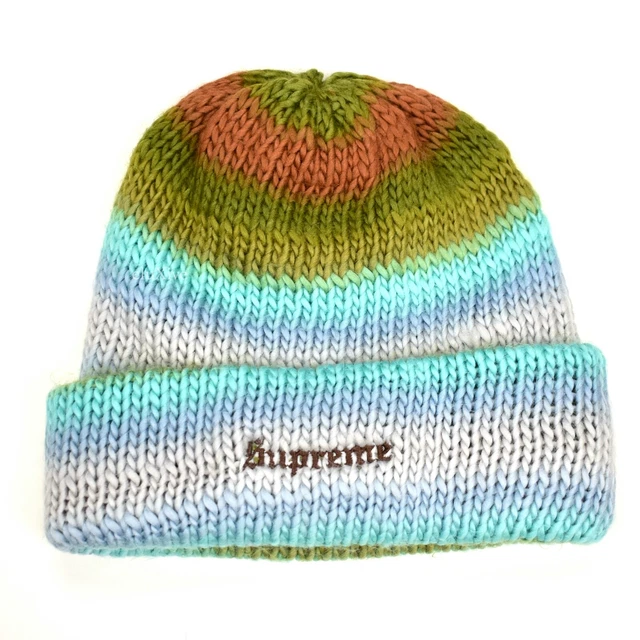 NWT Supreme NY Ombre Stripe Soft Knit Beanie Hat Men's Olive DS FW22 AUTHENTIC