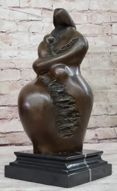 Handcrafted Botero Bronze Sculpture: Abstract Mother and Child, Mid Century Artw