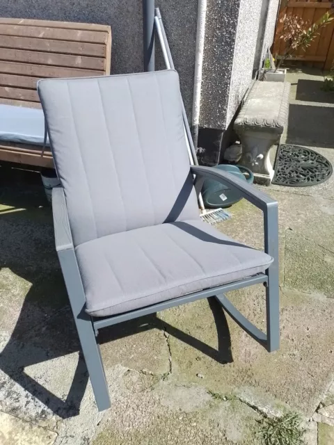 Garden Rocker Chair - Metal With Removable Padded Cushion Seat