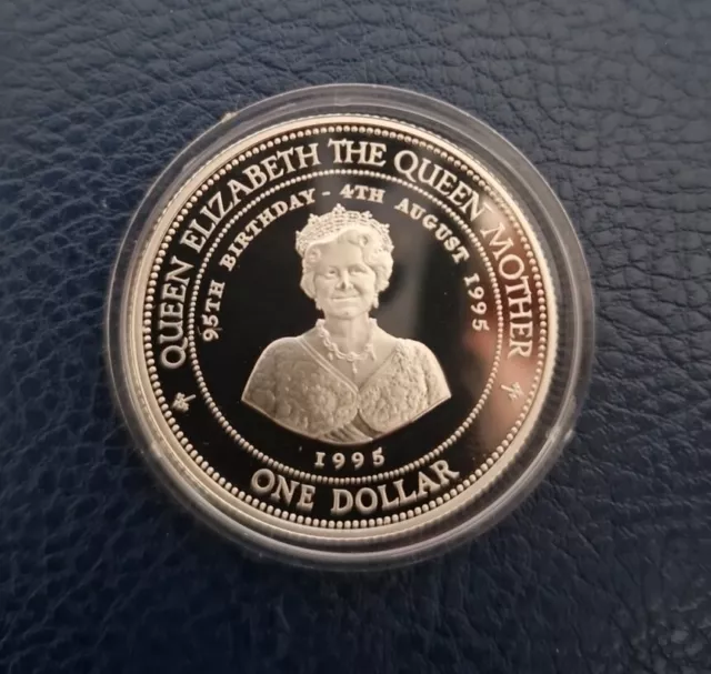 1995 Barbados Queen Elizabeth The Queen Mother .925 Silver Proof $1 coin COA