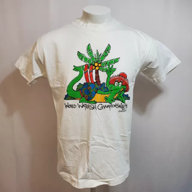 Camiseta de colección Jon Maxie del Campeonato Mundial de Esquí Acuático 1993 blanca grande de punta única